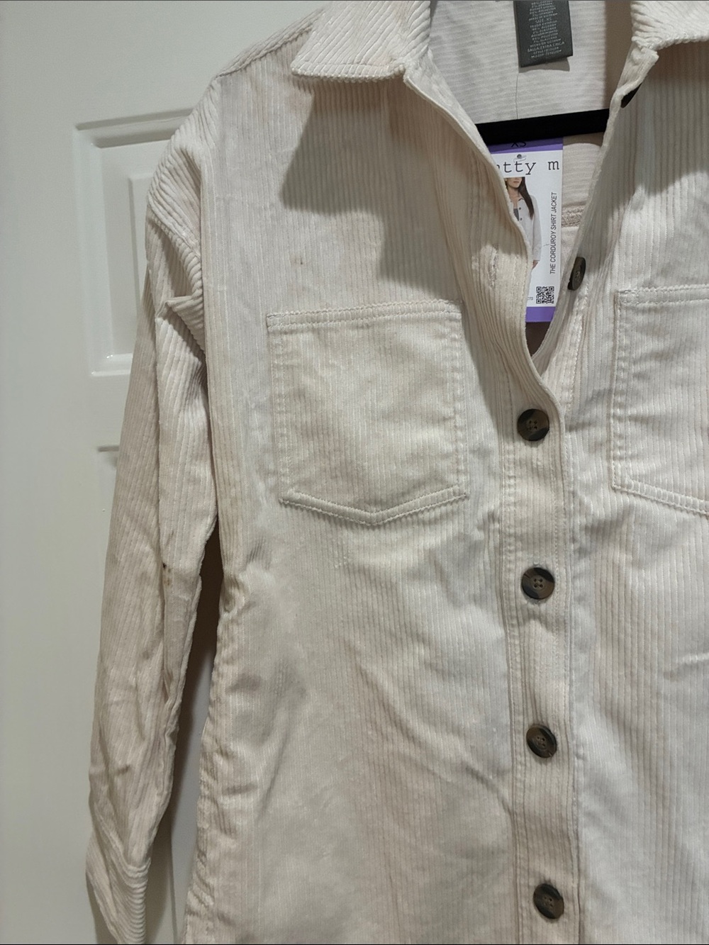 Matty M. Cream Corduroy oversized Shirt Jacket - Picture 3 of 3